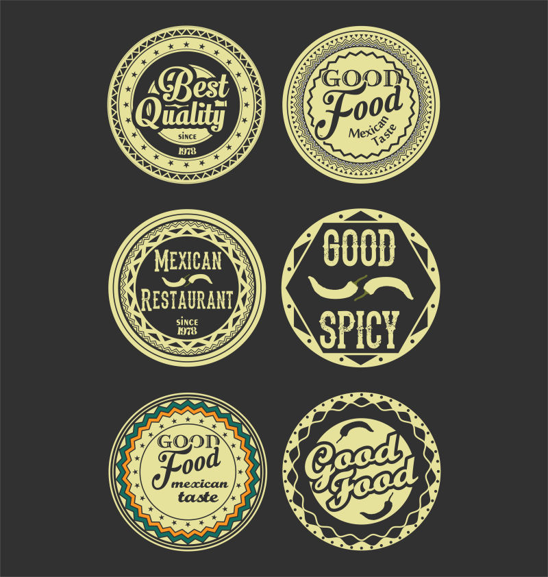 矢量复古的美食标签设计
