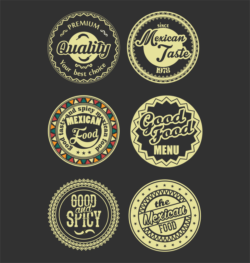 矢量创意墨西哥美食标签设计