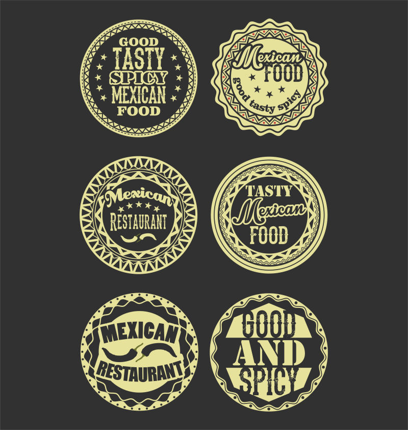 墨西哥食物矢量标签设计