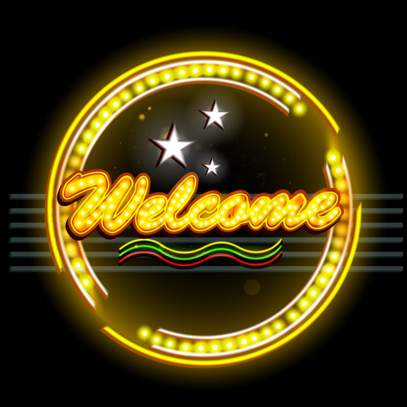 矢量欢迎字样的霓虹灯招牌