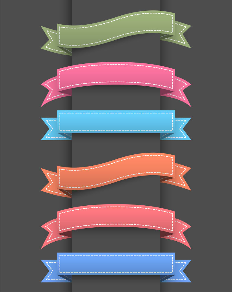 不同形状的红色丝带矢量设计图片-矢量红色丝带设计素材-高清图片