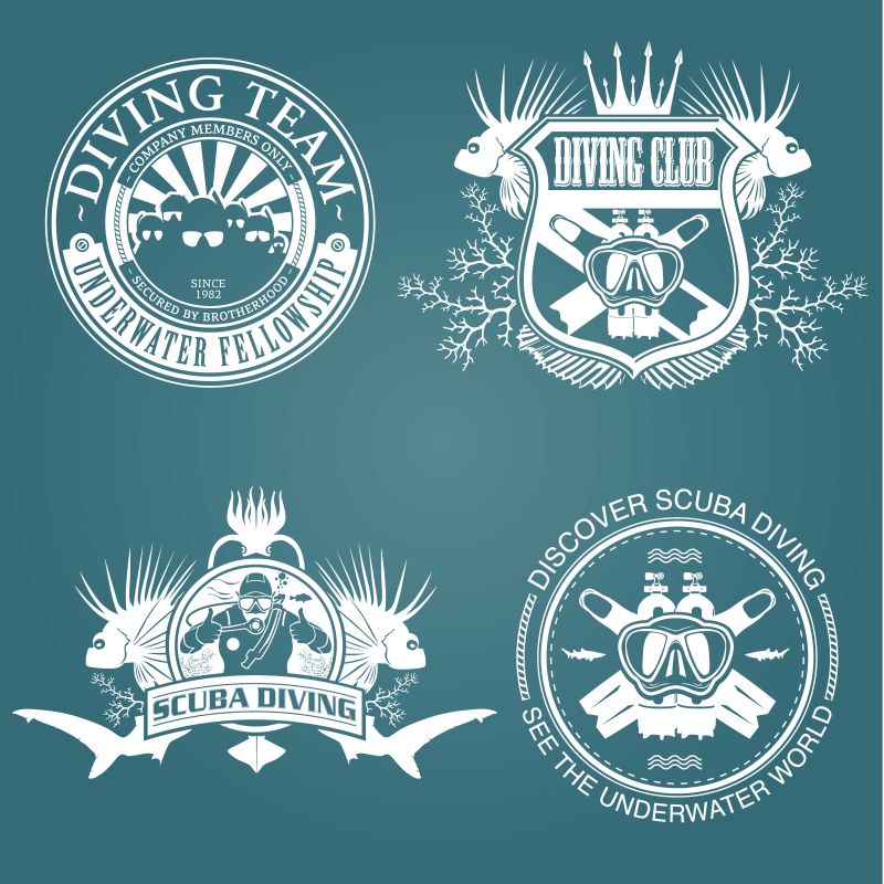 潜水俱乐部矢量商标设计