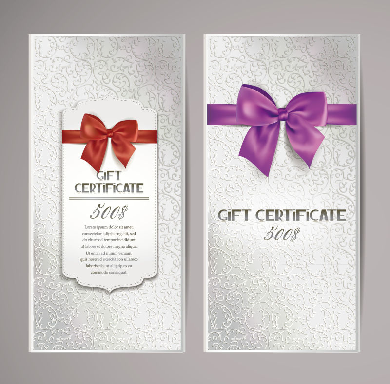 华丽银色花纹的矢量会员卡设计模板