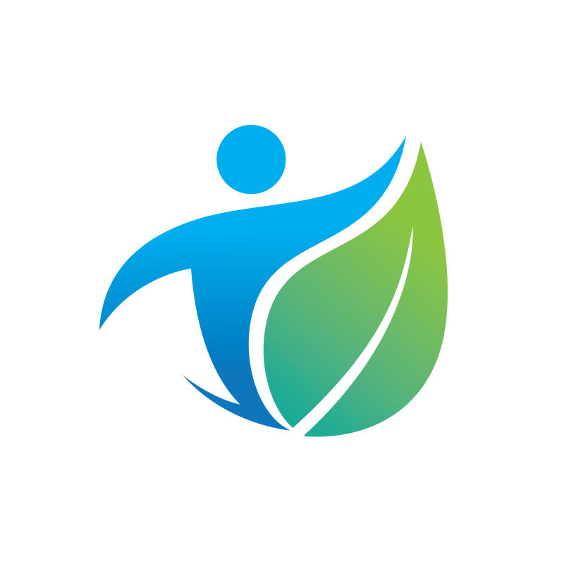 矢量绿叶和人的环境自然图标