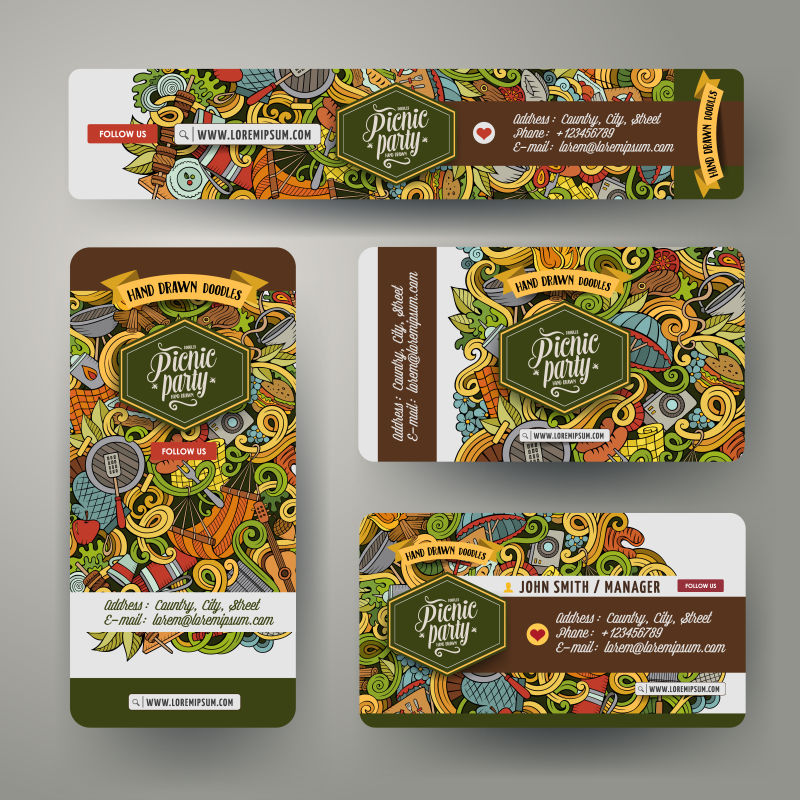 矢量卡通风格海报设计模板