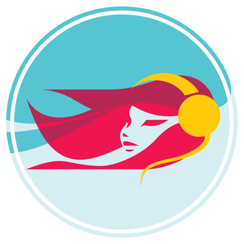 漂亮的女孩戴着耳机