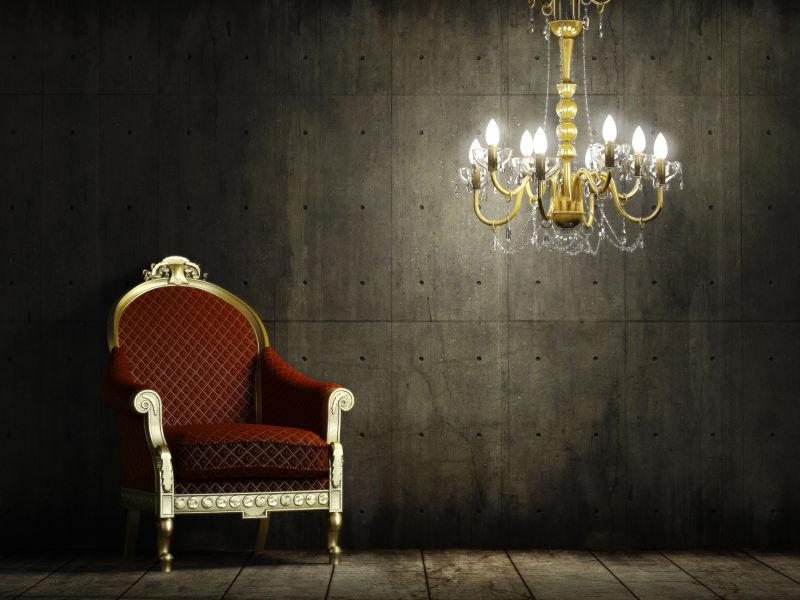 空荡的房间里的灯和座