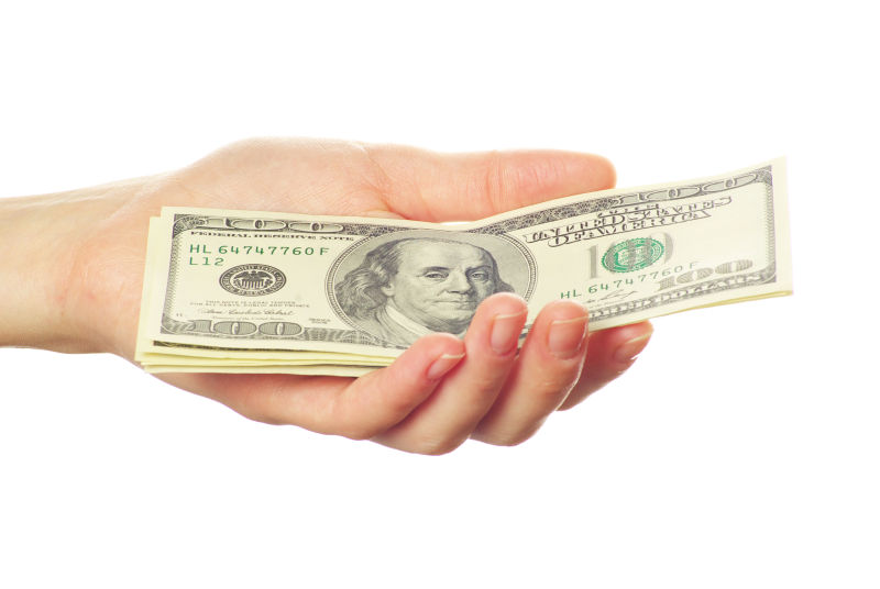 手掌中的钞票