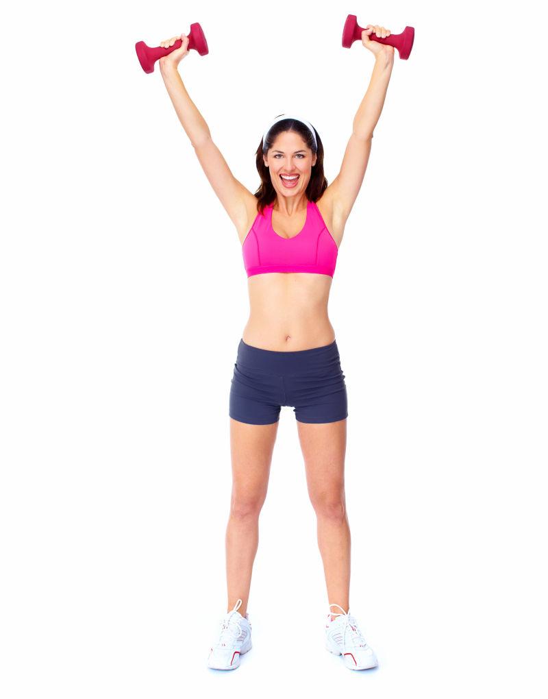 举哑铃的西方美女