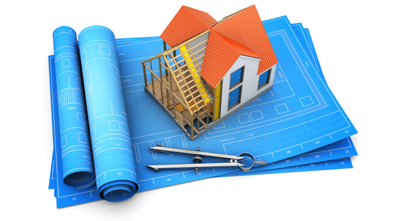房屋蓝图设计和框架模型