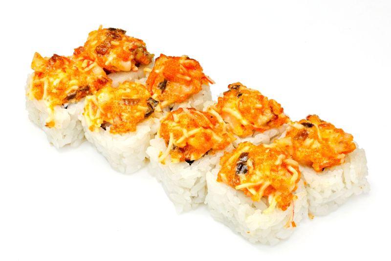 白色与金黄色海鲜寿司