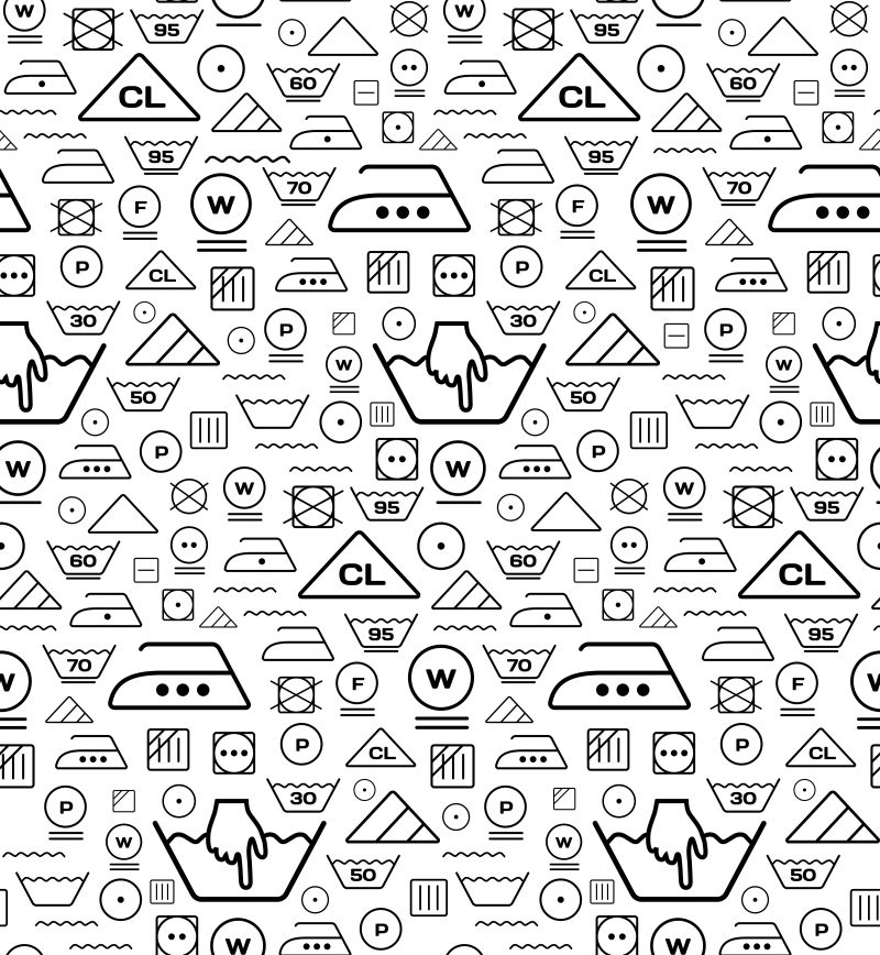 白色背景上的黑色洗衣机图标