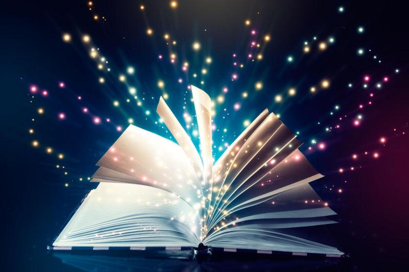 闪烁七彩光芒的魔法书