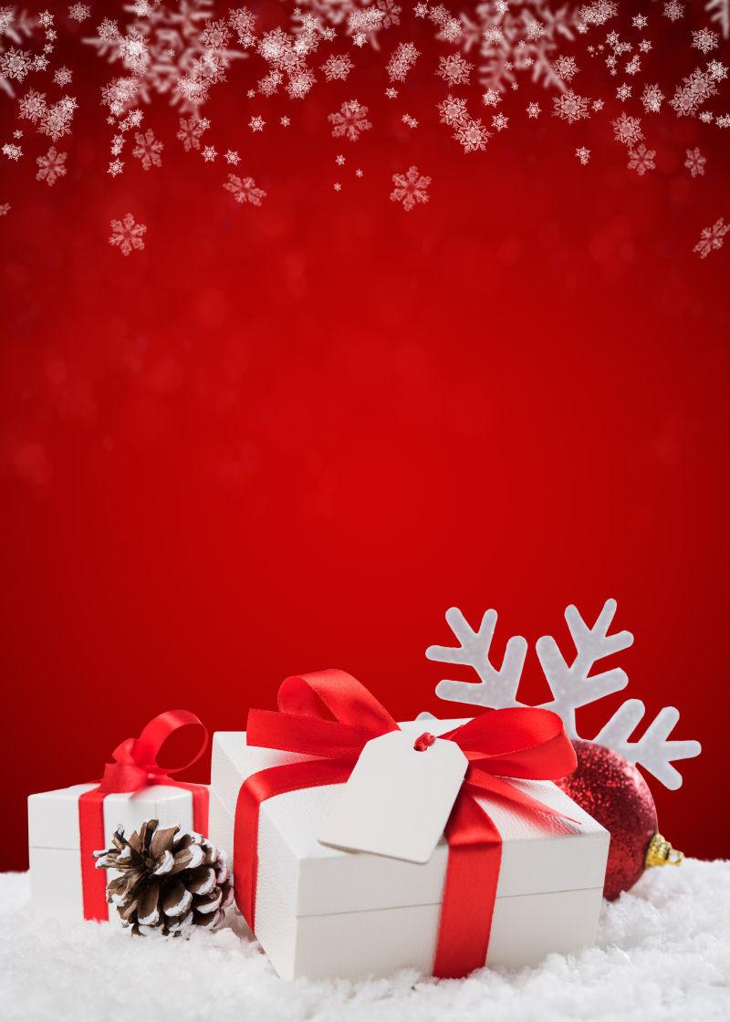 红色圣诞礼物背景