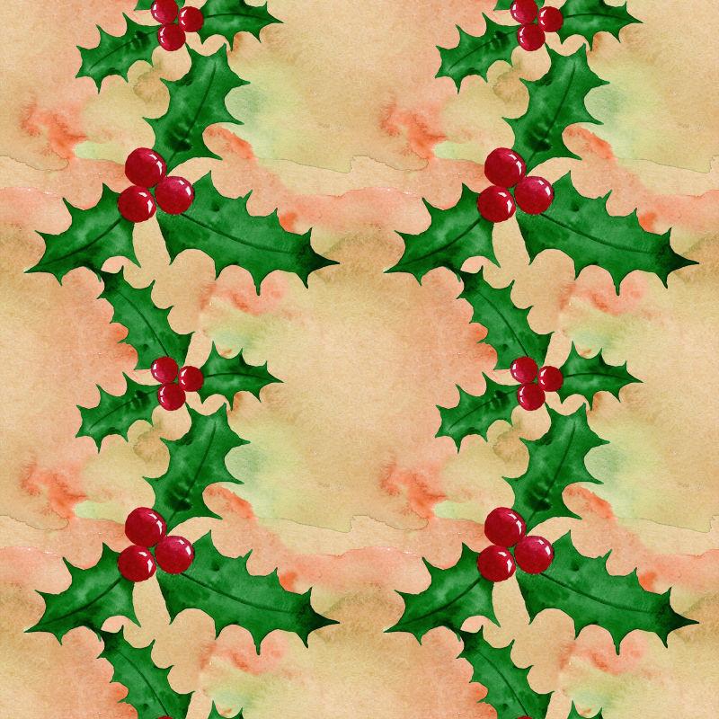 冬季圣诞水彩图案