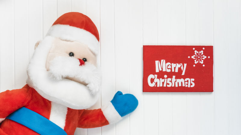 圣诞老人祝贺的新年贺卡