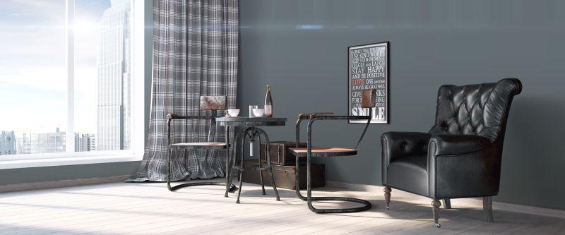 现代明亮的内部阳台处