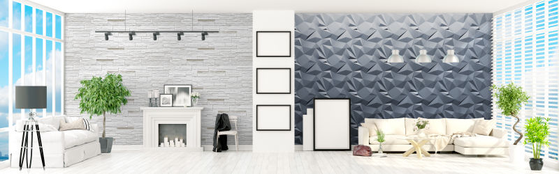 现代明亮的灰色内部