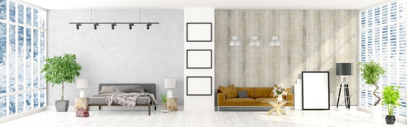 三维绘制现代明亮的内部