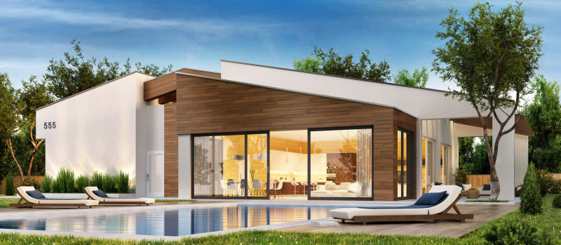 带泳池的别墅外景