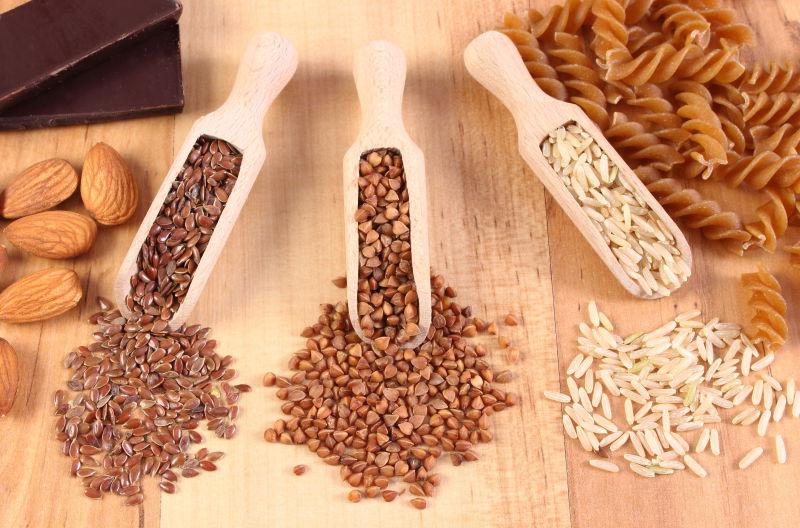 含有各种镁和膳食纤维的健康营养食材