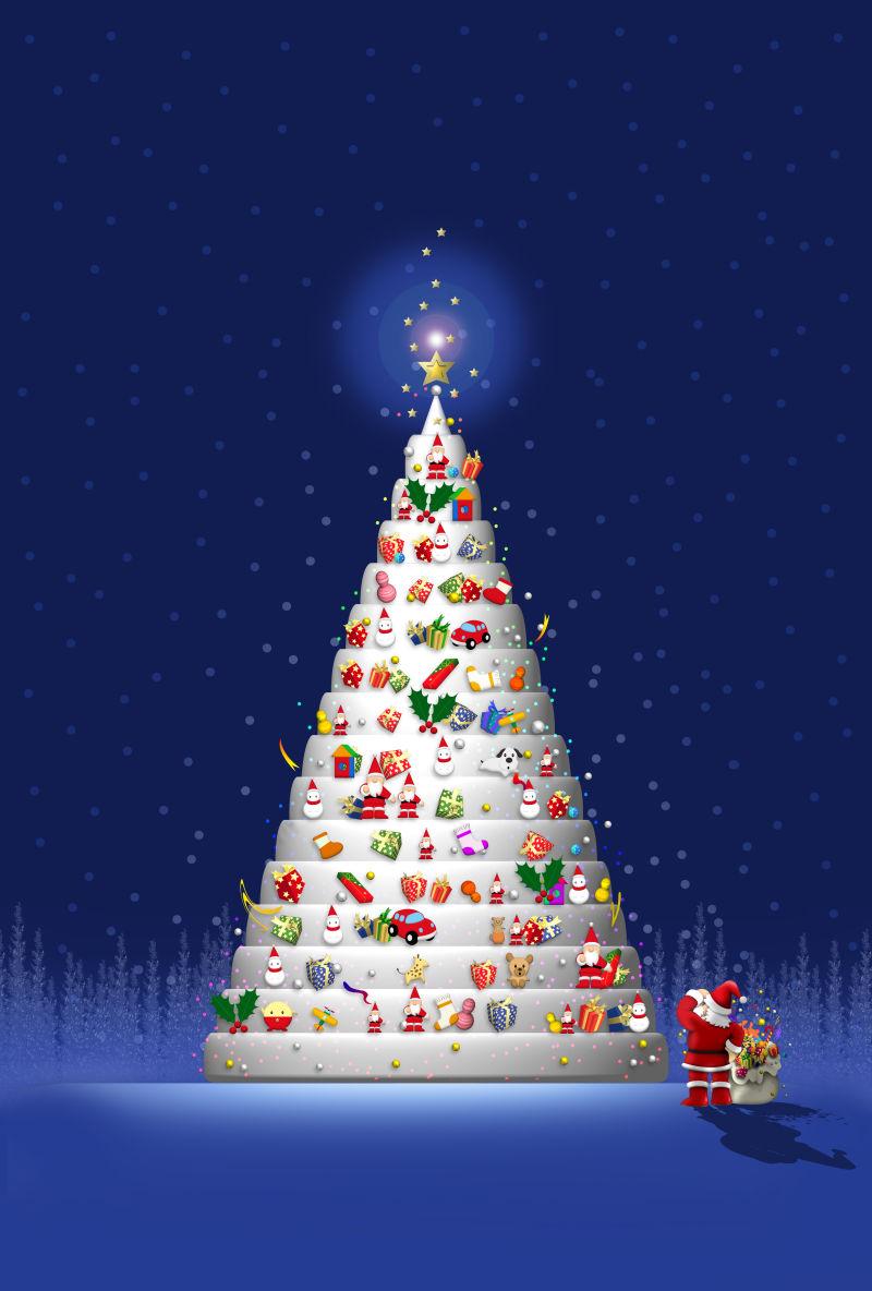 白色的圣诞树和圣诞礼物