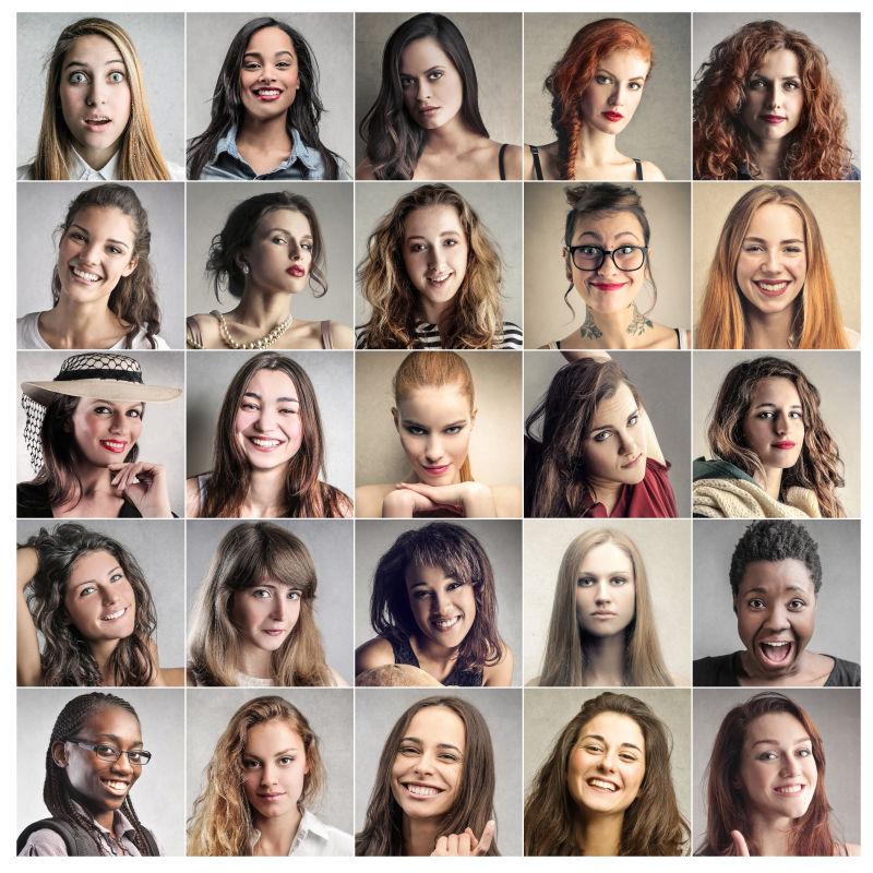 各种不同表情的人照片拼图