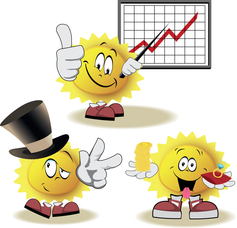 矢量不同表情的卡通太阳