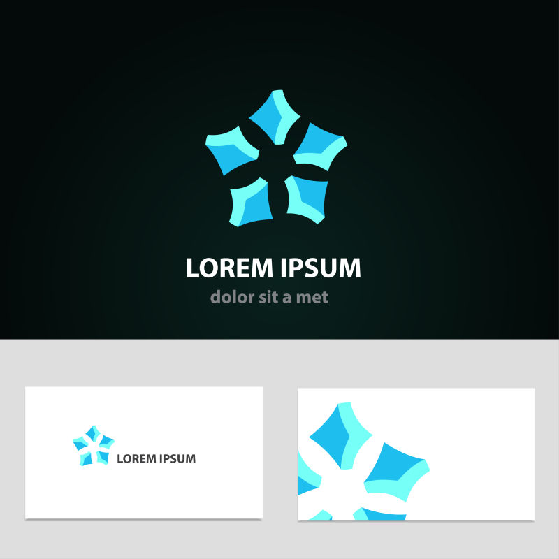 矢量现代蓝色元素的名片设计