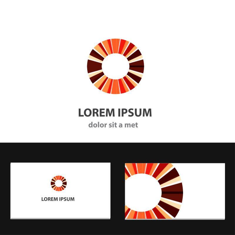 矢量有彩色环状元素的名片设计