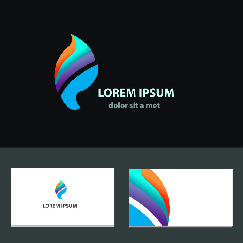 矢量有彩色螺旋装饰的名片设计