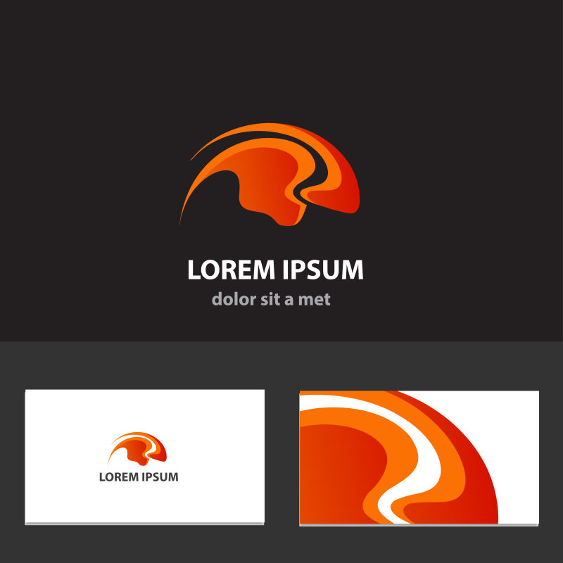 矢量有红色现代装饰的名片设计