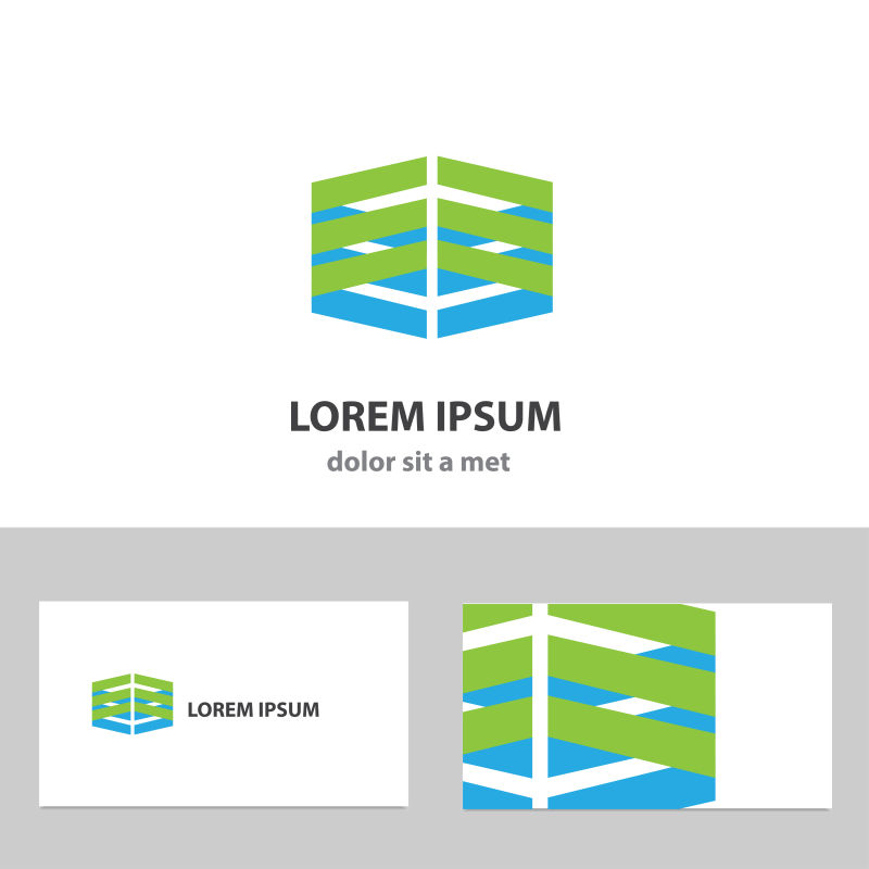 矢量创意绿色几何元素的名片设计