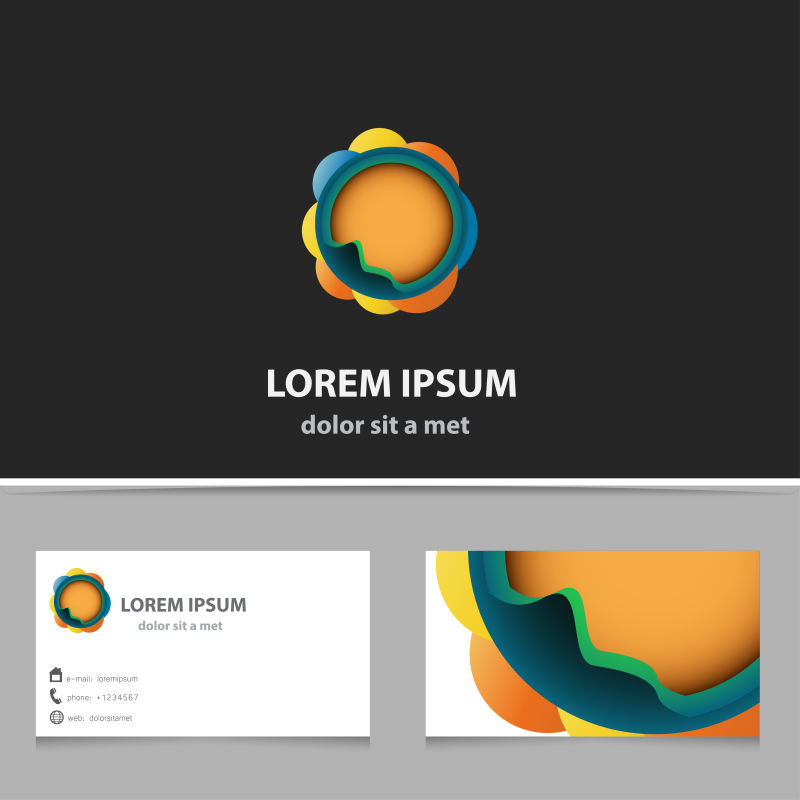 矢量有现代彩色装饰的名片设计