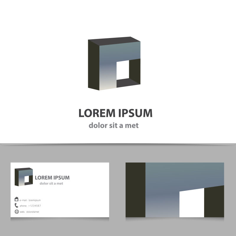 创意矢量立体几何风格的名片设计