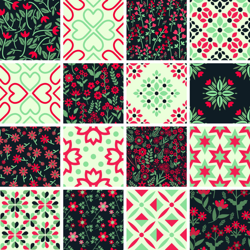 矢量创意小花几何装饰拼贴背景