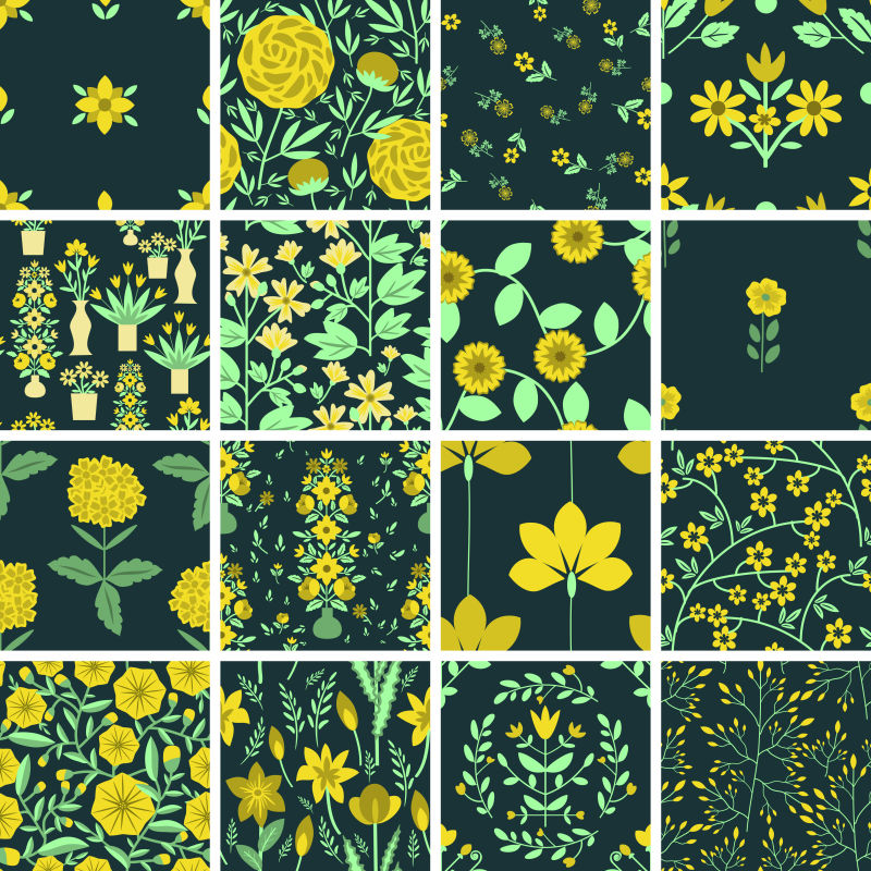 矢量装饰小黄花的拼贴背景