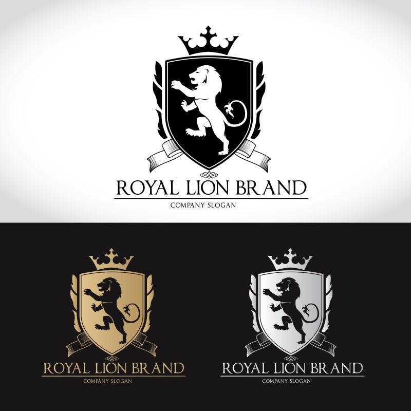 矢量尊贵狮子徽章标志设计