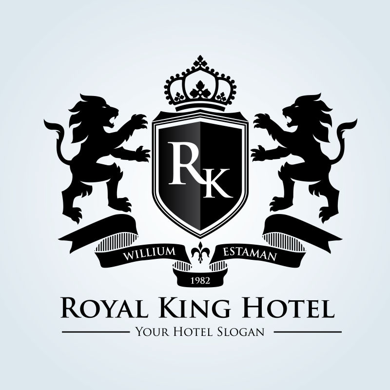 矢量皇家国王酒店的标志设计