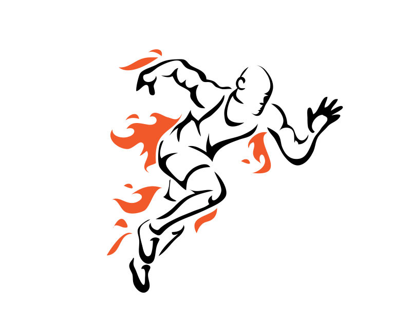 现代创意跑步的矢量线条插图