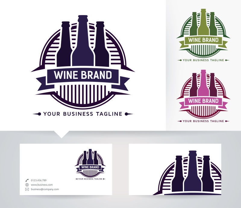 创意红酒品牌的矢量标志设计