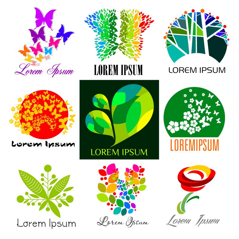 创意矢量彩色生态标志设计
