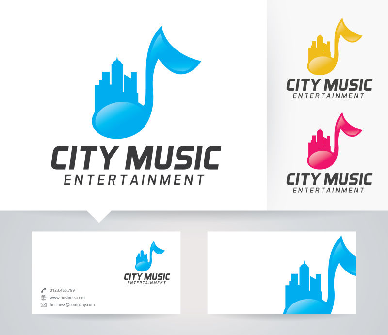 矢量城市音乐节的名片标志设计