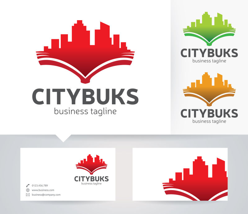矢量创意城市剪影的名片标志设计