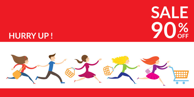 急着去购物的促销图标设计