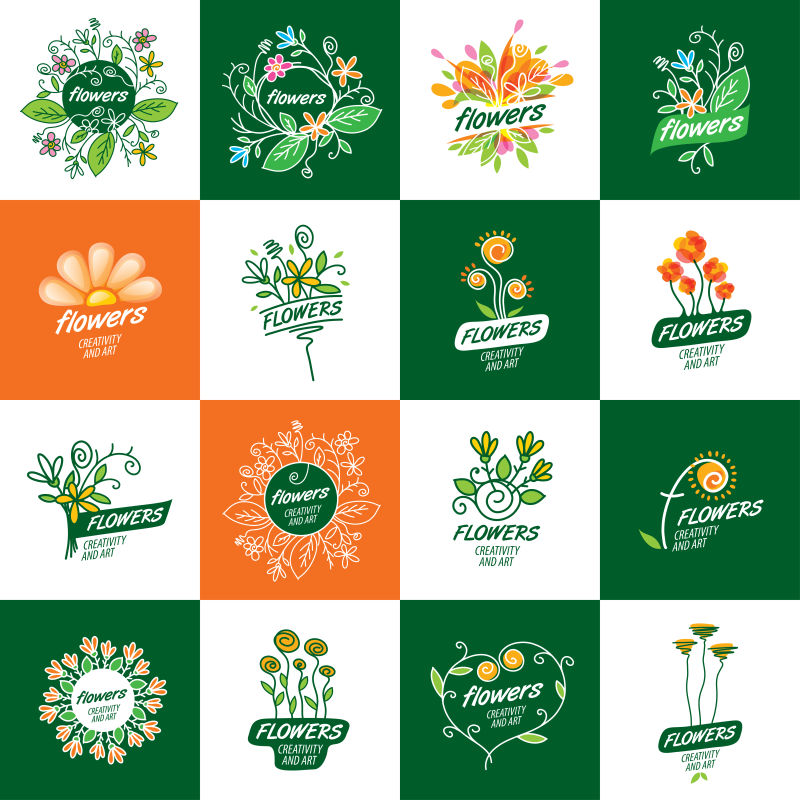 矢量创意抽象花卉现代标志设计