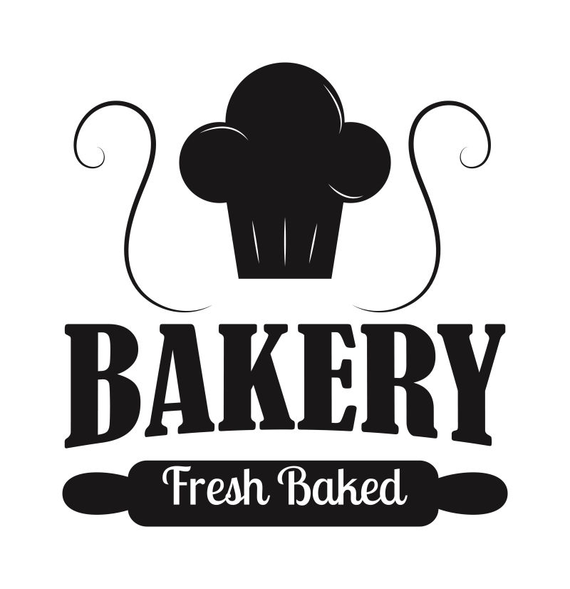 厨师帽元素的矢量面包标志设计