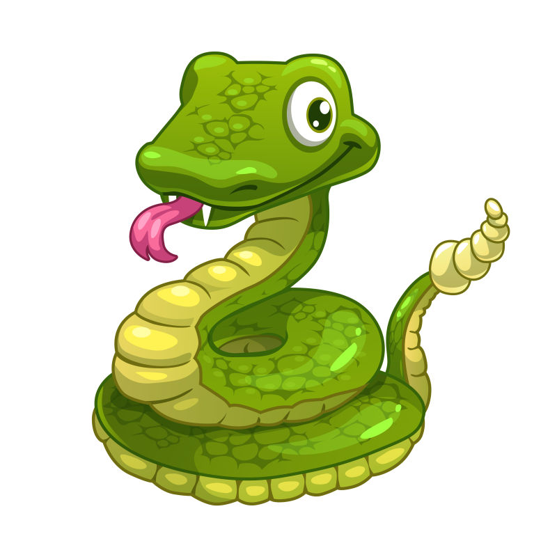 滑稽的绿蛇矢量插画