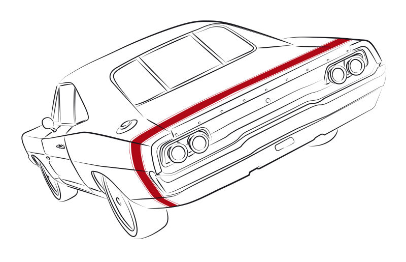 带红色条纹的老式车矢量图