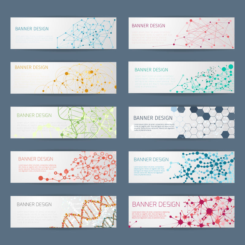 抽象几何分子矢量横幅设计模板